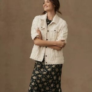 Pilcro White Textured Teddy Jacket